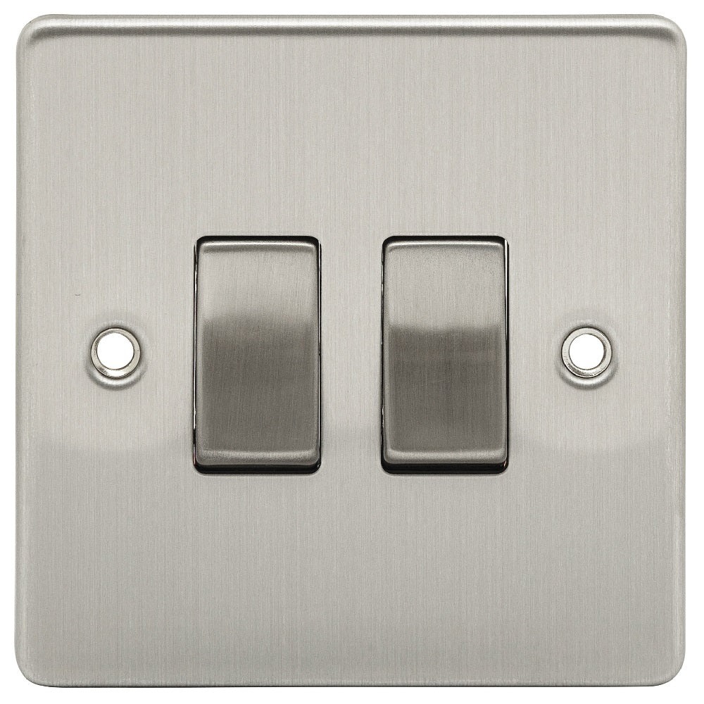 D-SP622-BCM 2 Gang 2 Way Switch  Metal Insert Brushed Chrome